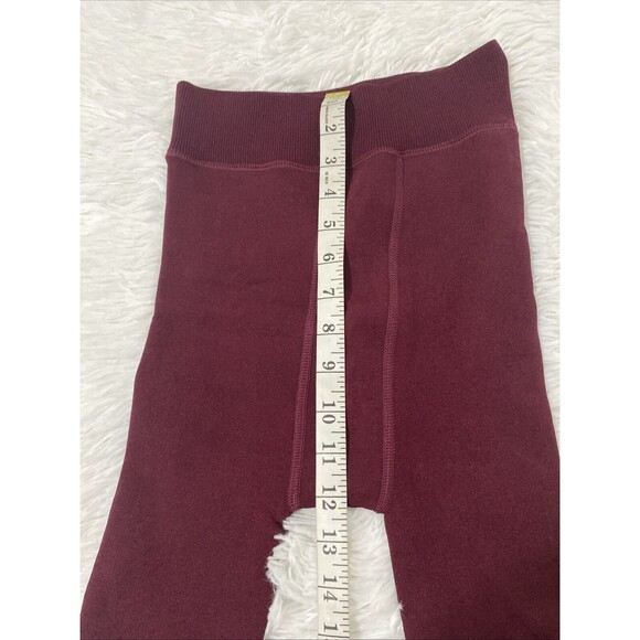 Winter Warm Tight Leggings One Size Burgundy Thermal  Stretch Fleece Lined Thick - Picture 8 of 10